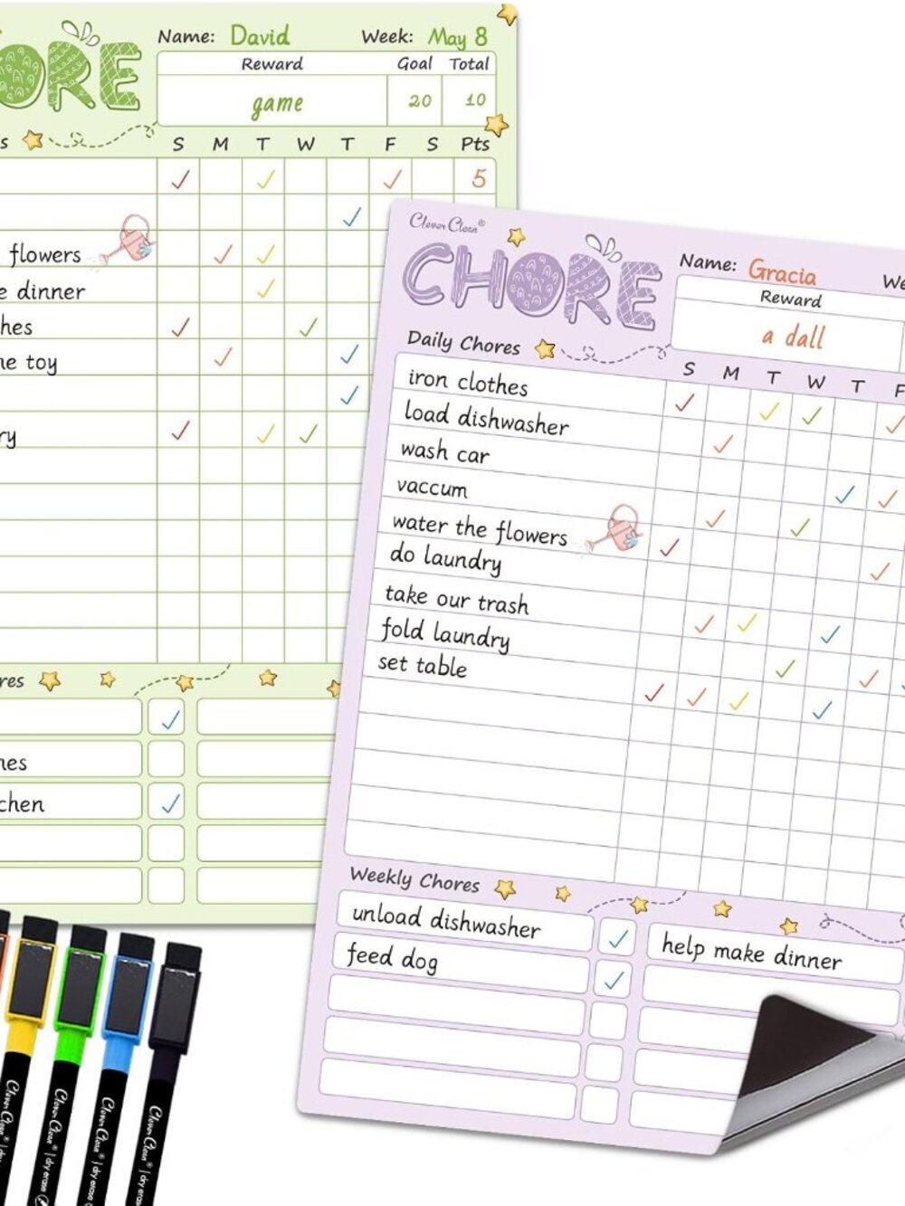 Magnetic Dry Erase Chore Chart - 8.5"x12" Behavior Responsibility Chore Board fo